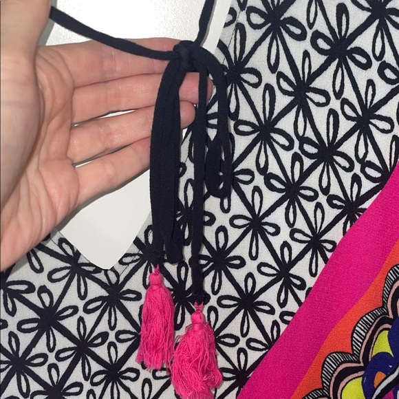 Trina Turk Black and Pink Patterned Swim Coverup - Picture 7 of 12